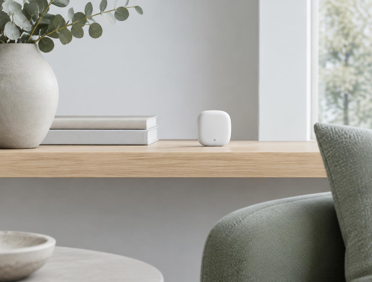 Illustrative home-safety sensor in a living space